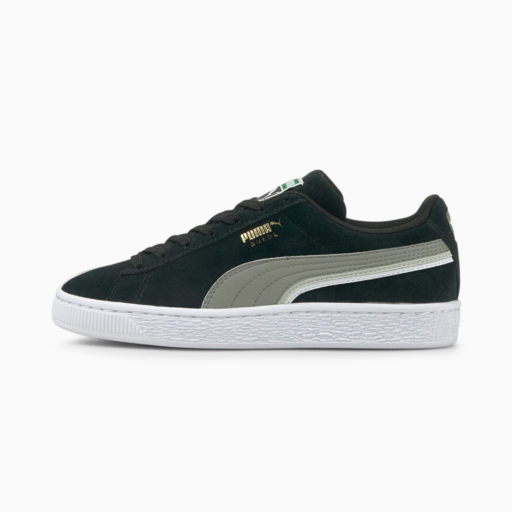 Puma Suede Triplex JR Sneakers Drenge Sort Hvide | 540839ZQC