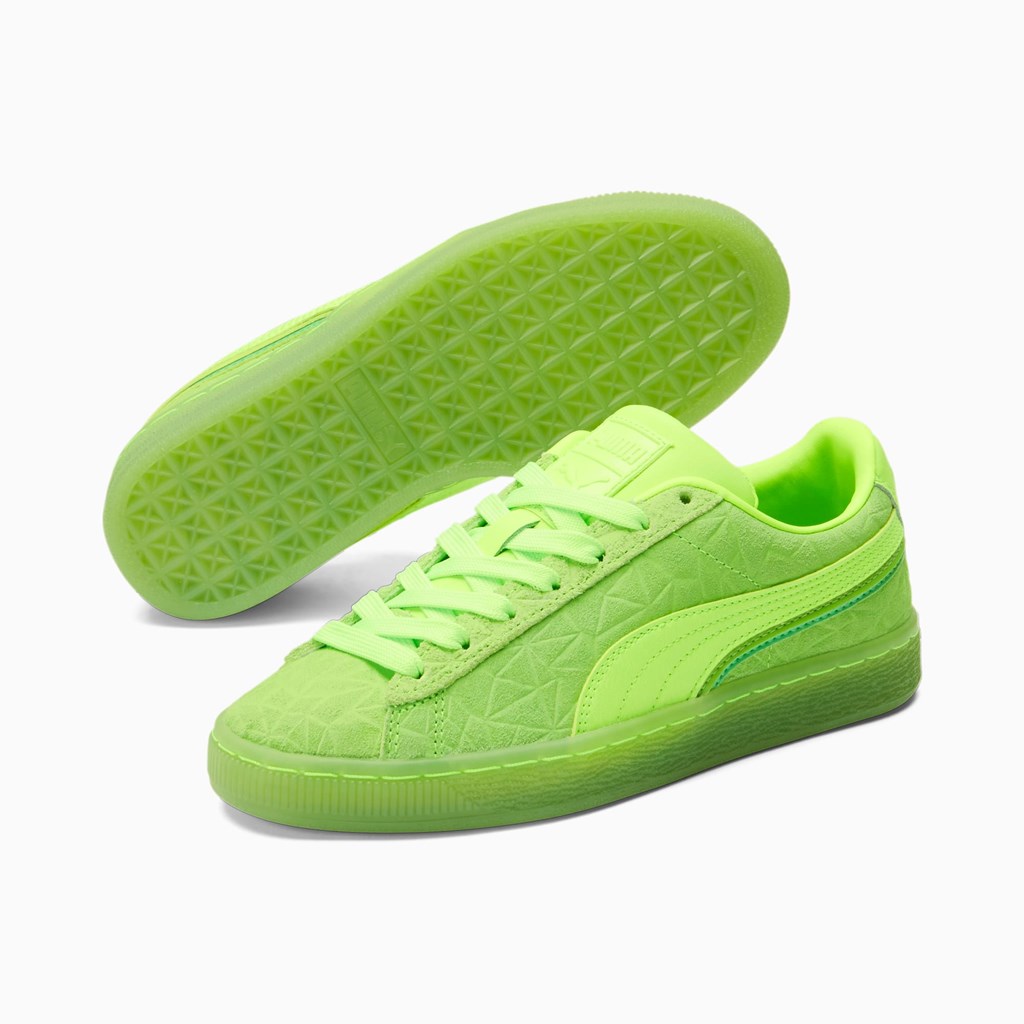 Puma Suede Triplex Mono JR Sneakers Drenge Grøn Grøn Grøn | 876923ZYQ