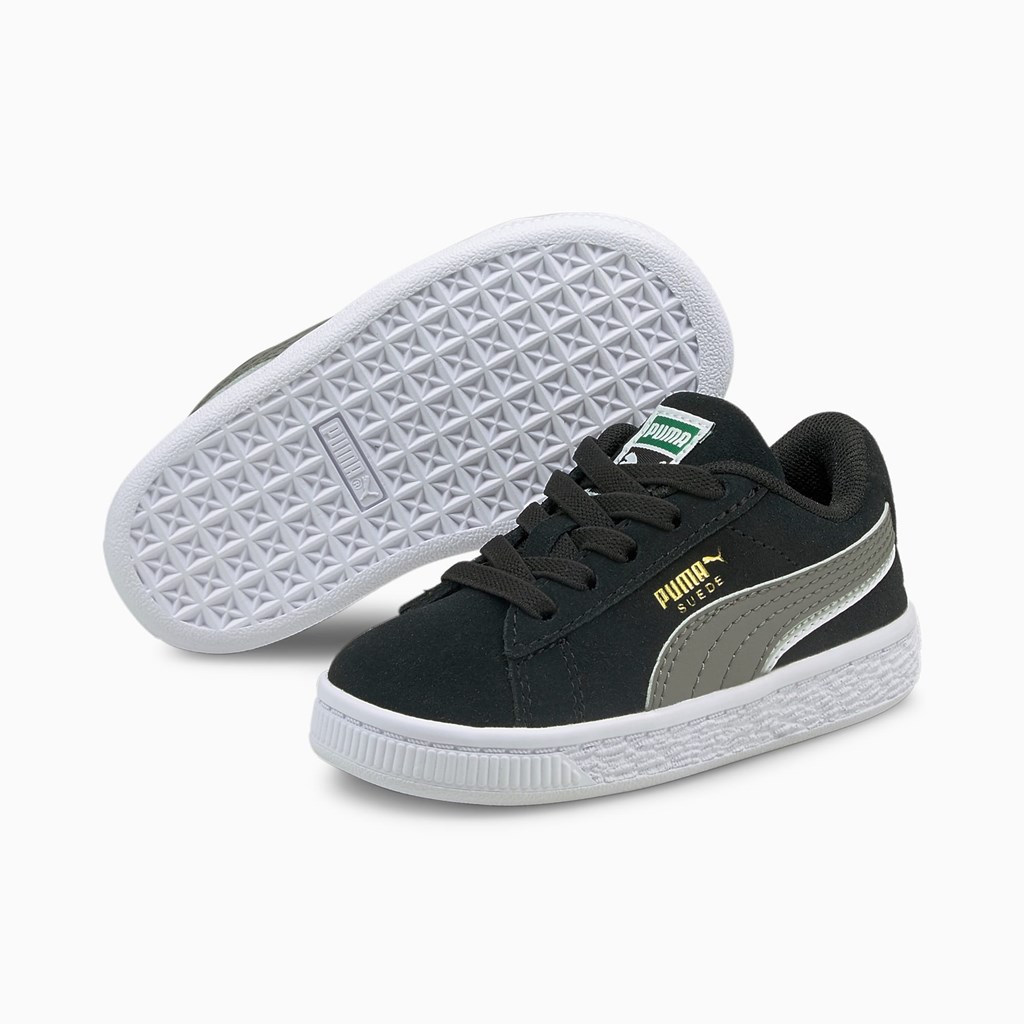 Puma Suede Triplex Toddler Basketball Sko Pige Sort Hvide | 562347ENA