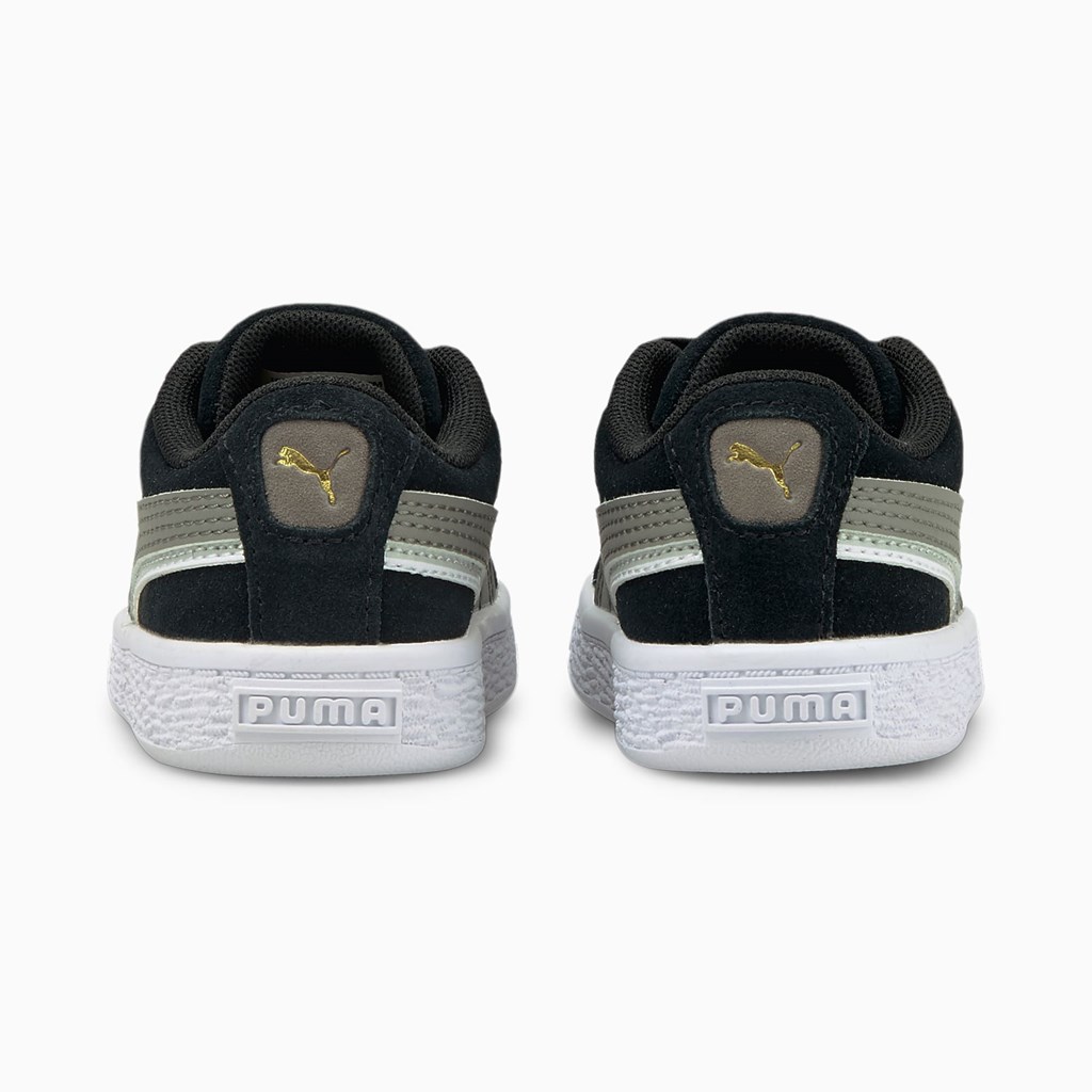 Puma Suede Triplex Toddler Basketball Sko Pige Sort Hvide | 562347ENA