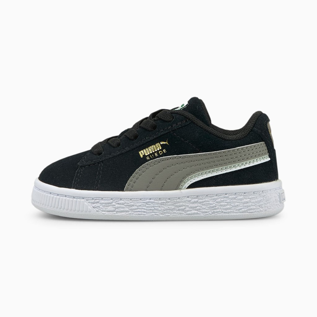 Puma Suede Triplex Toddler Basketball Sko Pige Sort Hvide | 562347ENA