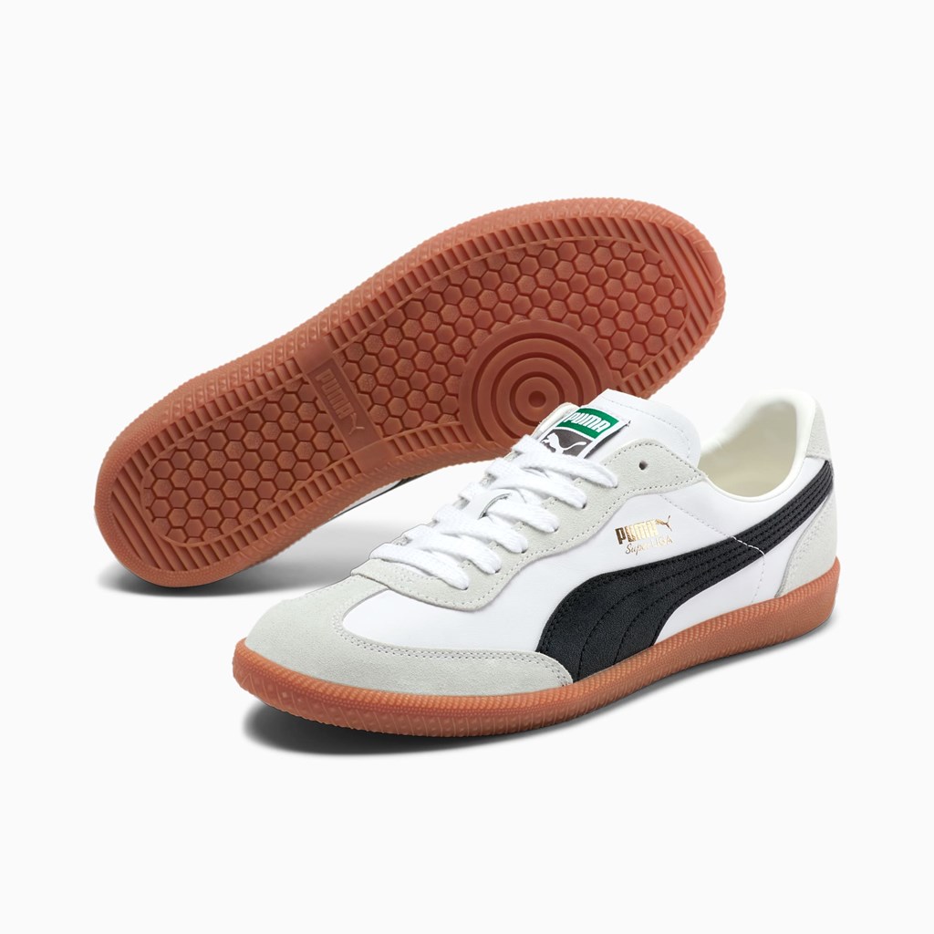 Puma Super Liga OG Retro Sneakers Herre Hvide Sort Guld | YD4038267