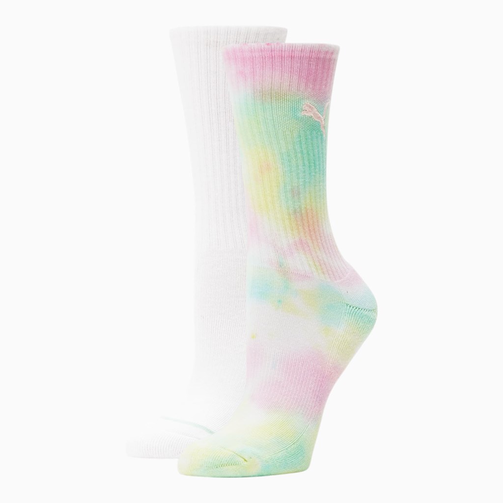 Puma Tie Die Crew Socks [2 Pack] Sokker Dame Hvide | BO1507396