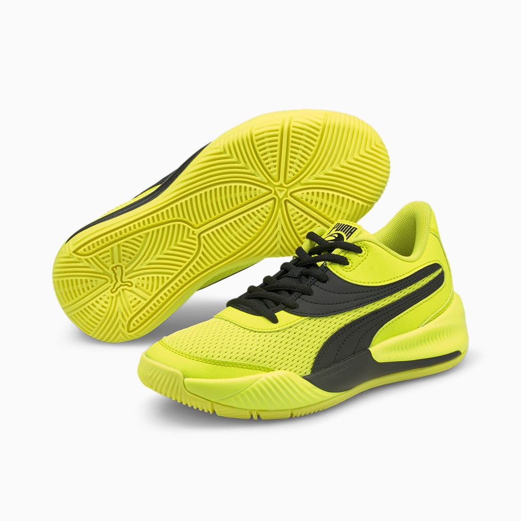 Puma Triple Basketball Jr Basketball Sko Pige Gul Sort | 843621XCT