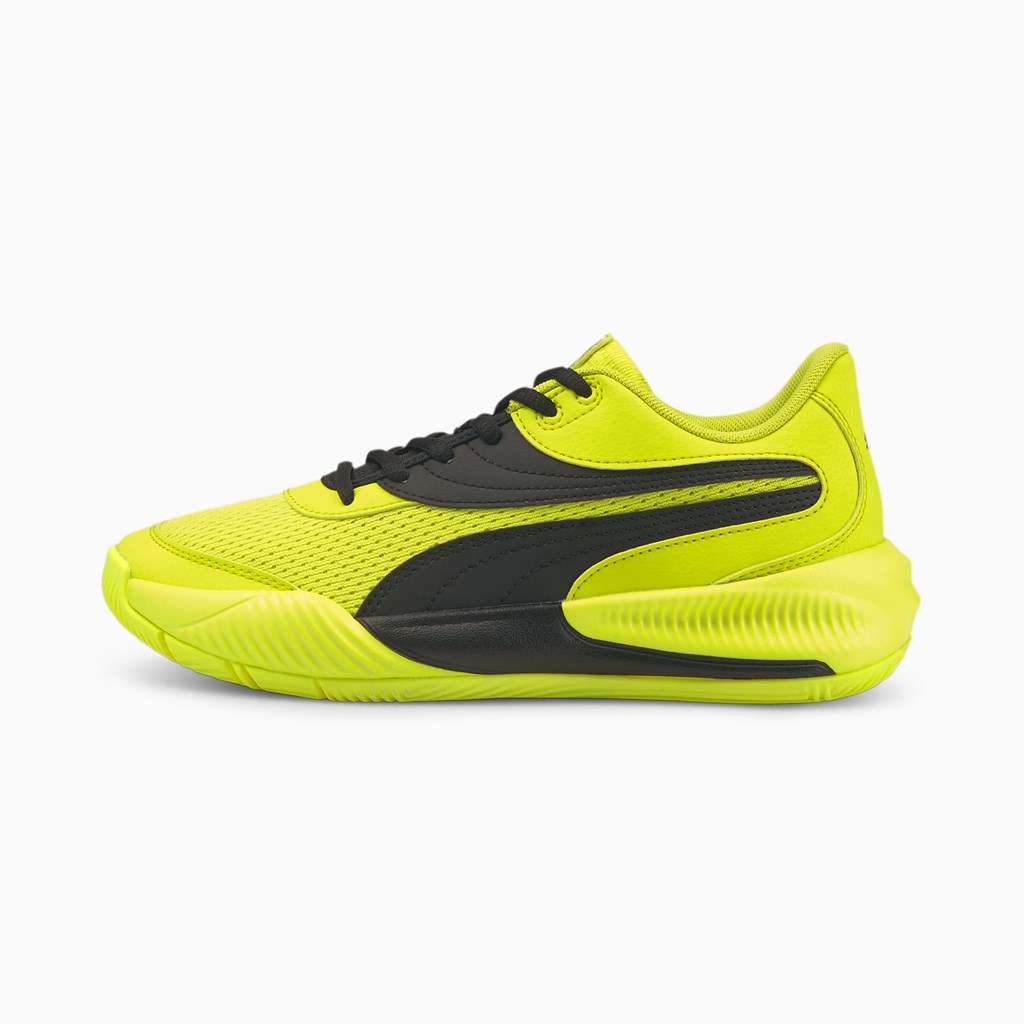 Puma Triple Basketball Jr Basketball Sko Pige Gul Sort | 843621XCT