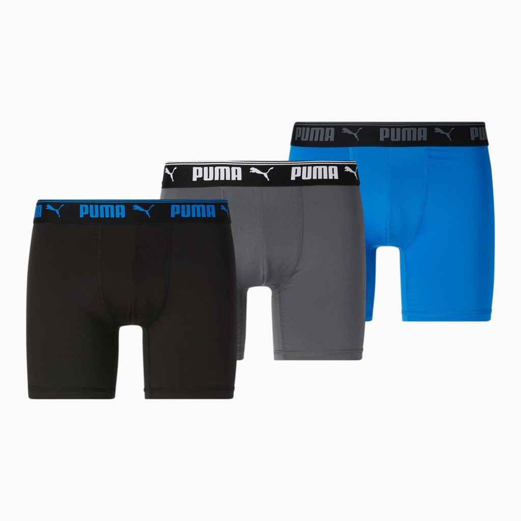 Puma Trænings Boxer Briefs [3 Pack] Briefs Herre Blå Grå | 032148PAI