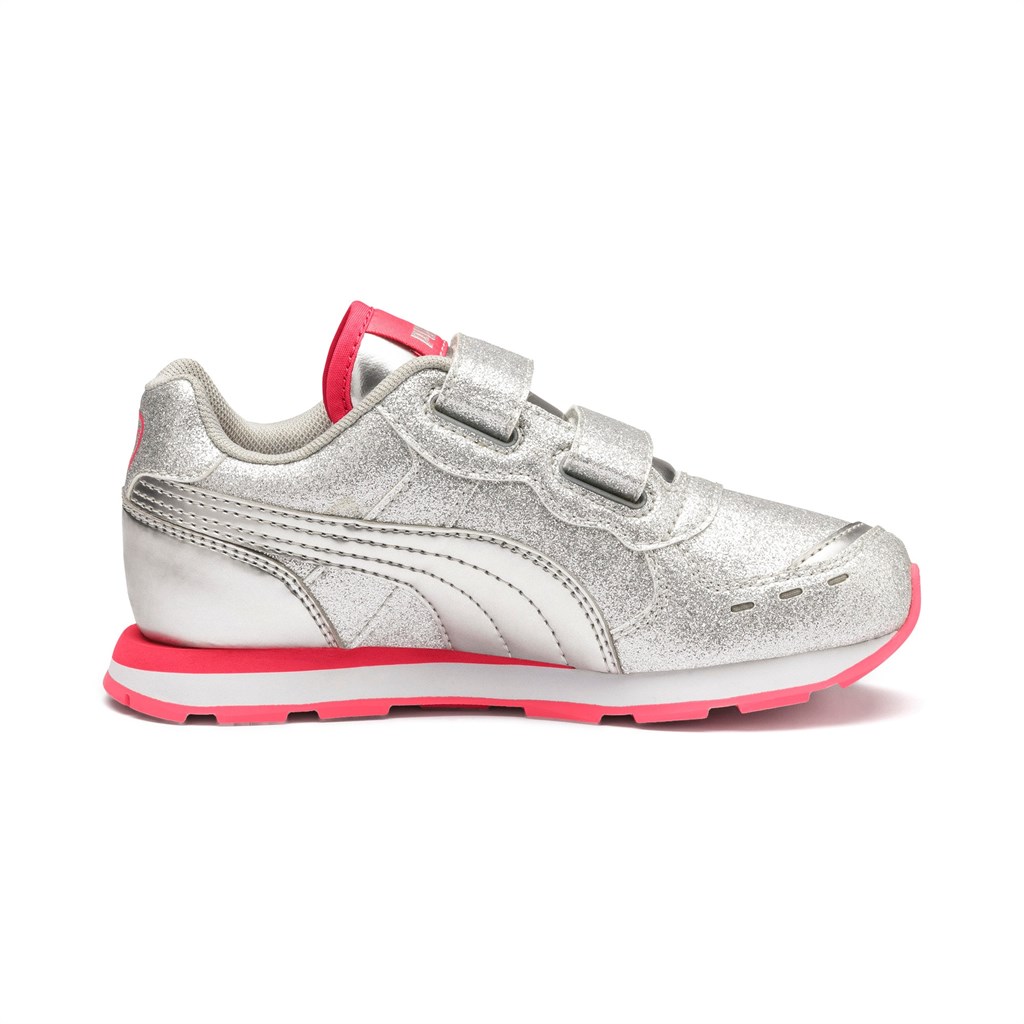 Puma Vista Glitz Little Sneakers Pige Sølv Koral Hvide | 457198VBE