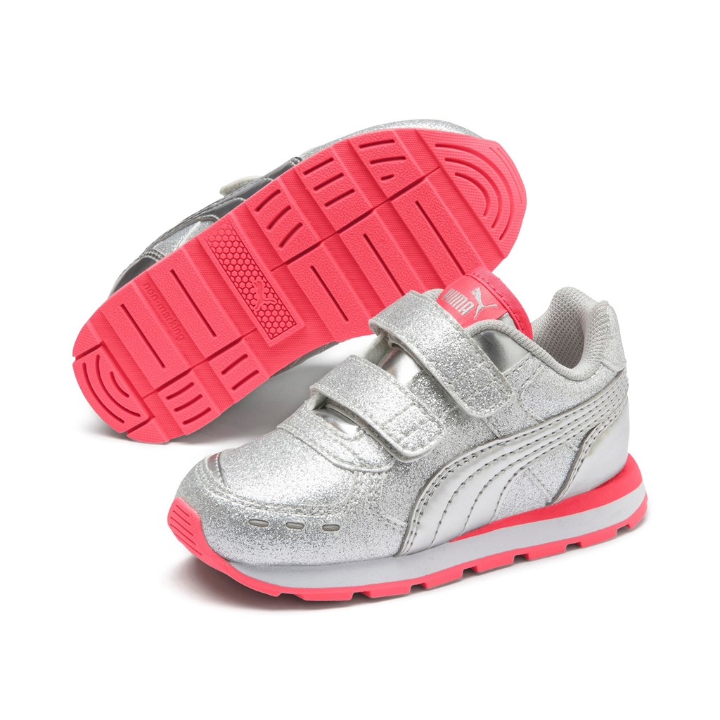 Puma Vista Glitz Toddler Sneakers Pige Sølv Koral Hvide | 016489SEI