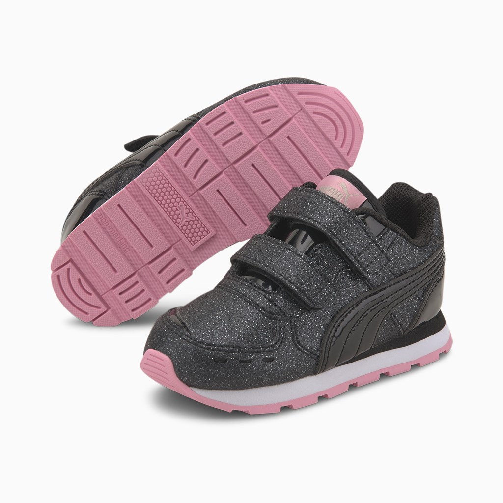 Puma Vista Glitz Toddler Sneakers Pige Sort Sort Lyserød | 873495EML