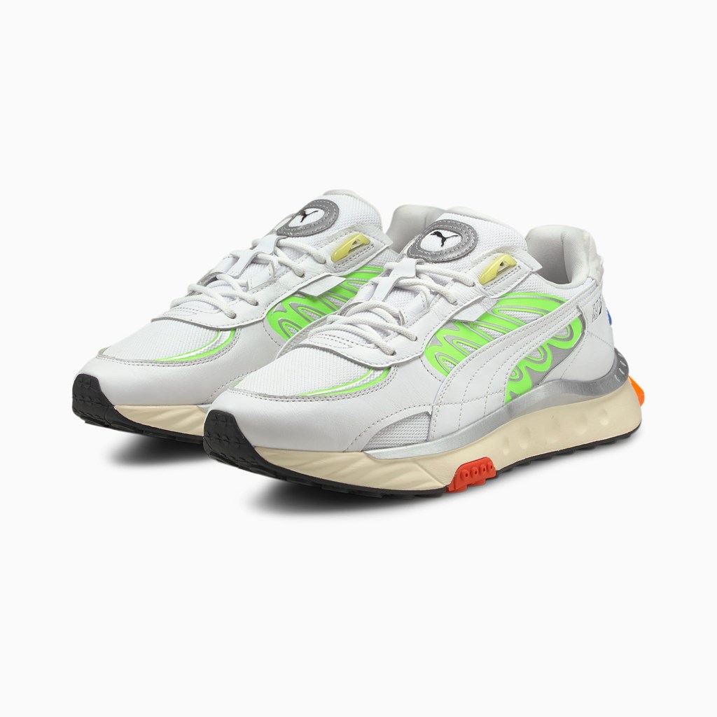 Puma Wild Rider Techno Sneakers Herre Hvide Grøn | HP1793654