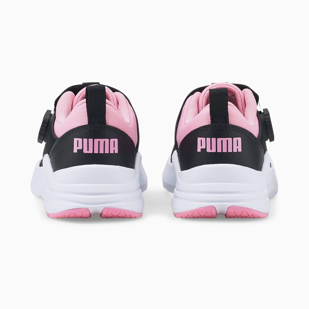 Puma Wired Run Disc JR Sneakers Drenge Sort Lyserød | 917824DKX