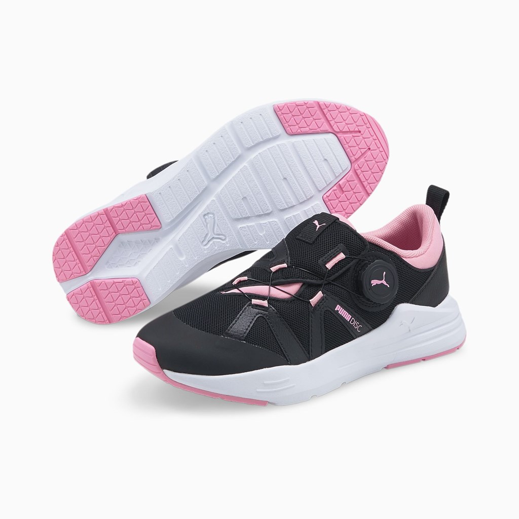 Puma Wired Run Disc JR Sneakers Pige Sort Lyserød | AM5907864