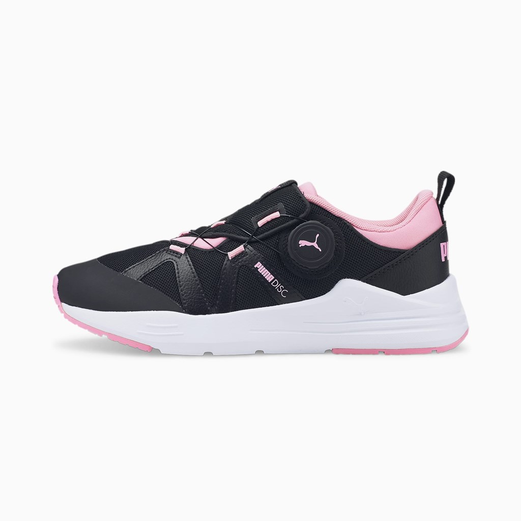 Puma Wired Run Disc JR Sneakers Pige Sort Lyserød | AM5907864