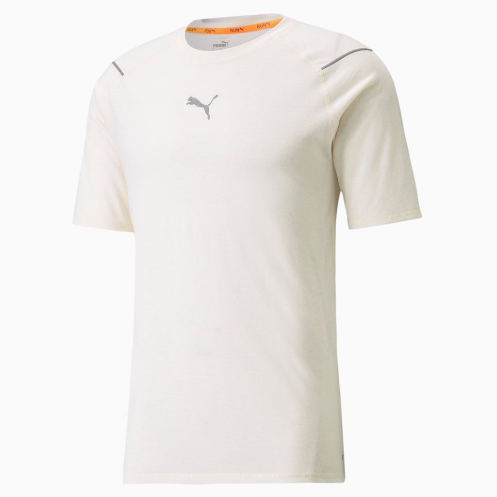 Puma Wool Kort Sleeve Løbe T-shirt Herre Ivory Glow Heather | 680713UML