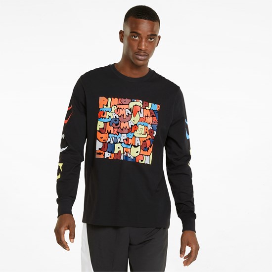 Puma 4th Quarter Long Sleeve Løbe T-shirt Herre Sort | 769453VZM