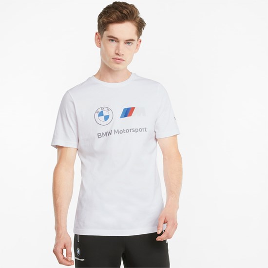 Puma BMW M Motorsport Essentials Logo Løbe T-shirt Herre Hvide | 478160PSD