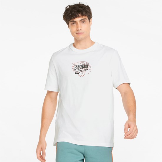 Puma BTL Graphic Løbe T-shirt Herre Hvide | 798263ODP