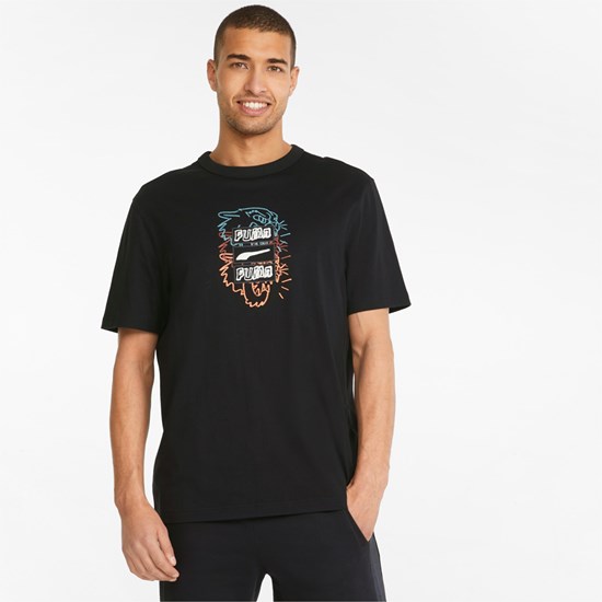 Puma BTL Graphic Løbe T-shirt Herre Sort | 230749CTE