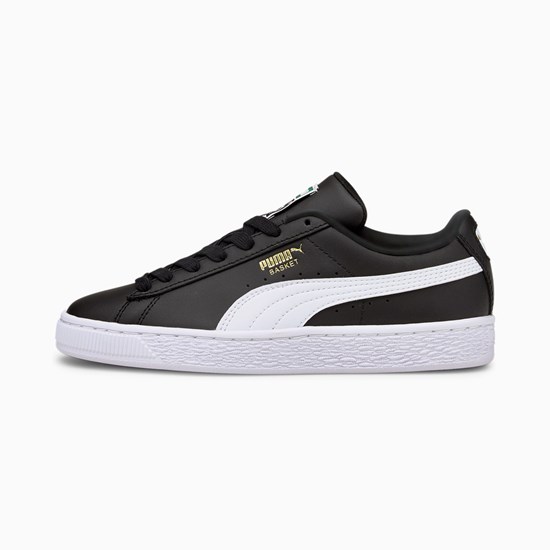 Puma Basket Classic XXI JR Sneakers Drenge Sort Hvide | 418657PBL