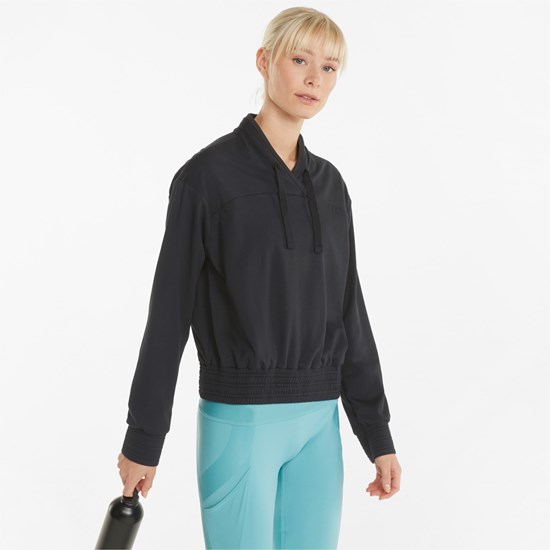 Puma CLOUDSPUN Mode Luxe Trænings Sweatshirt Dame Sort | CH3564812