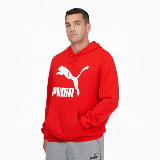 Puma Classic Logo Hoodie FL BT Hættetrøje Herre Rød Hvide | 250437ONZ