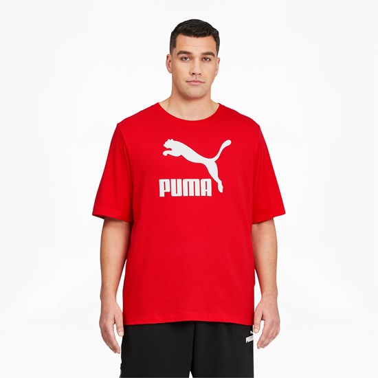 Puma Classics Logo BT Løbe T-shirt Herre Rød Hvide | 046291MZX