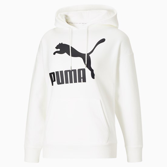 Puma Classics Logo Hættetrøje Dame Hvide Sort | 752639ILQ