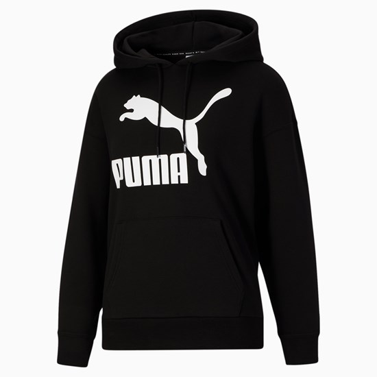 Puma Classics Logo Hættetrøje Dame Sort Hvide | 197260UWH