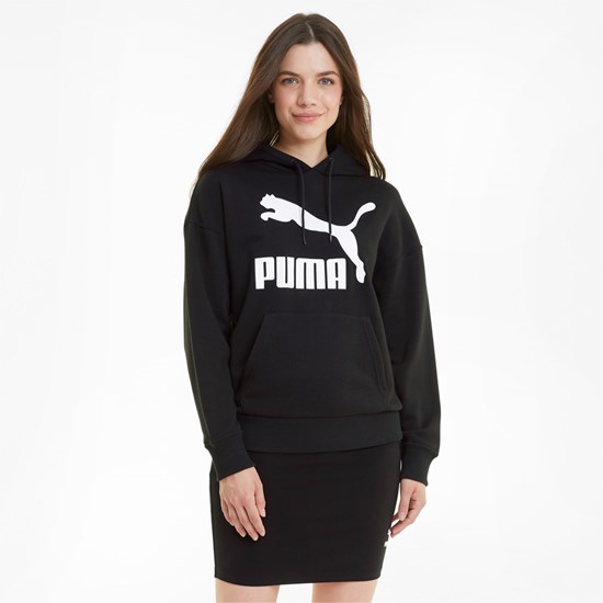 Puma Classics Logo Hættetrøje Dame Sort | 984723JXI