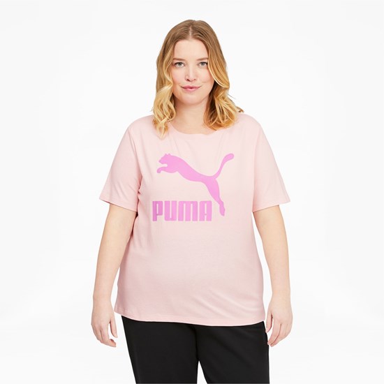 Puma Classics Logo PL Løbe T-shirt Dame Lyserød | 164089QVM