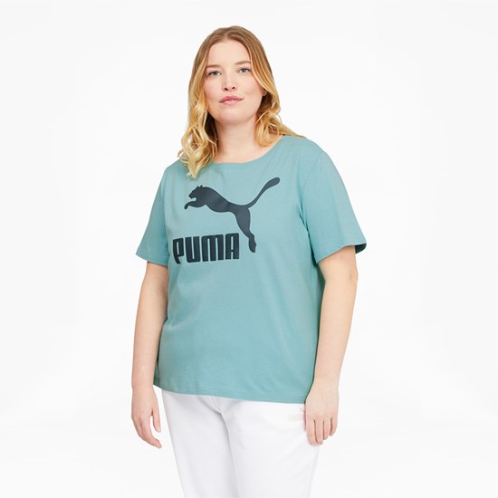 Puma Classics Logo PL Løbe T-shirt Dame Porcelain | 641732GIJ