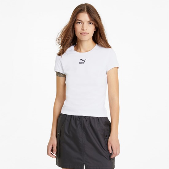 Puma Classics Løbe T-shirt Dame Hvide | 593826UEF