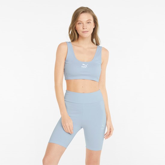 Puma Classics Ribbed Crop Toppe Dame Arctic Ice | QK0145276