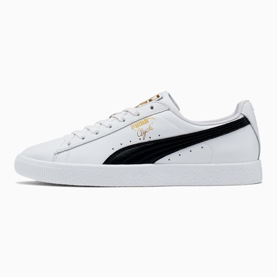 Puma Clyde Core Foil Sneakers Herre Hvide Sort Guld | FS5809741