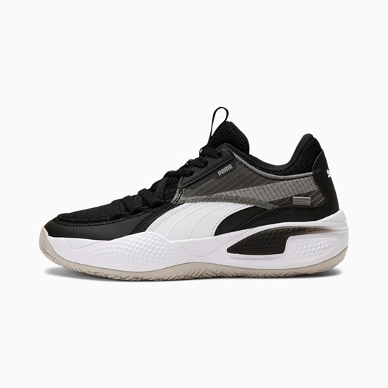 Puma Court Rider JR Basketball Sko Pige Sort Hvide | 268407ZAG