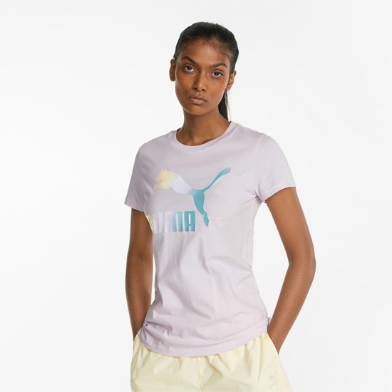 Puma Crystal Galaxy Graphic Løbe T-shirt Dame Lavendel | 019563DEY