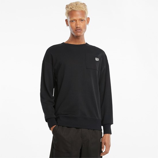 Puma Downtown Crew Neck Sweatshirt Herre Sort | AN4215986