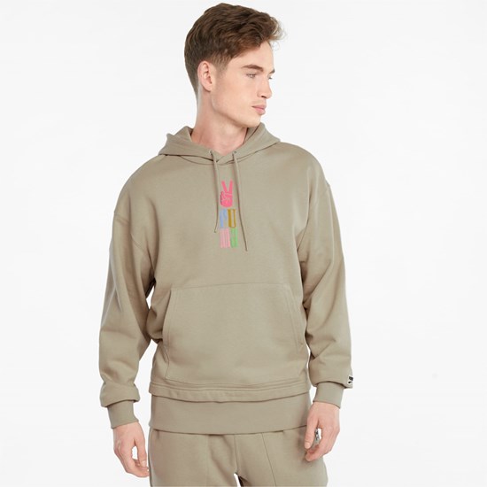 Puma Downtown Graphic French Terry Hættetrøje Herre Grøn | 627183XFA