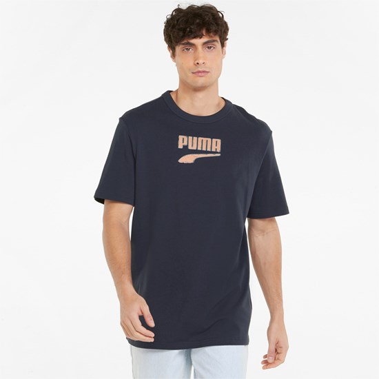 Puma Downtown Logo Crew Neck Løbe T-shirt Herre Parisian Night | 231054NGA