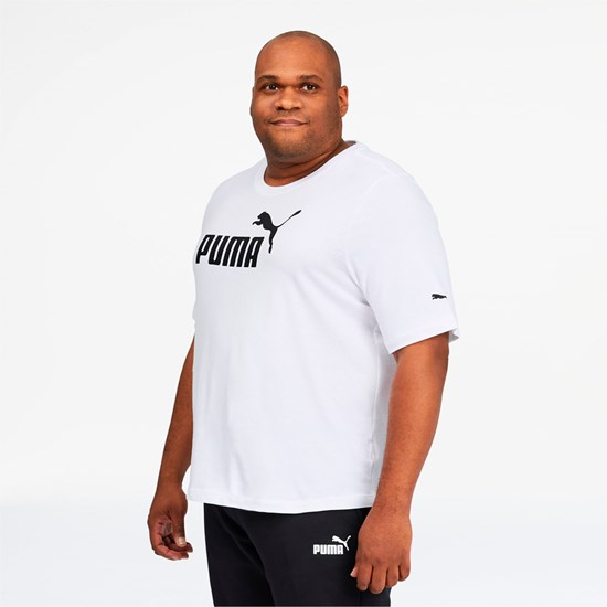 Puma Essentials Logo BT Løbe T-shirt Herre Hvide | 026593LUN