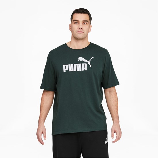 Puma Essentials Logo BT Løbe T-shirt Herre Grøn Hvide | 904136XGY