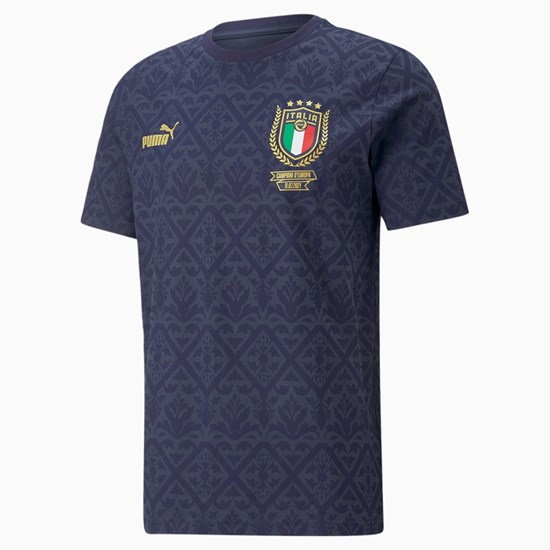 Puma FIGC Graphic Winner Soccer Løbe T-shirt Herre Spellbound / Peacoat | 209645YDB