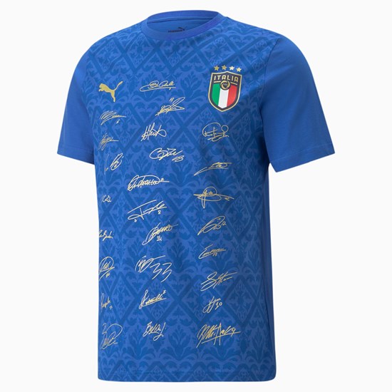 Puma FIGC Signature Winner Soccer Løbe T-shirt Herre Blå Guld | 273961ENU