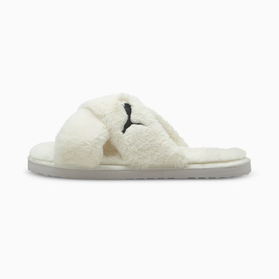 Puma Fluff X Páskové Badesandaler Dame Hvide Sort | 072364DEA