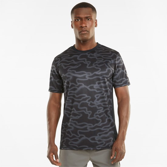 Puma Graphic Kort Sleeve Løbe T-shirt Herre Sort | 647910BCY