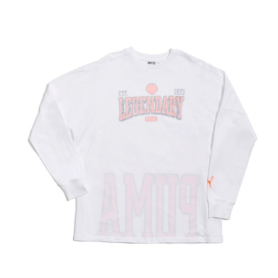 Puma High Court Justice Long Sleeve Basketball Løbe T-shirt Dame Hvide | 390514KEC