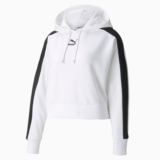 Puma Iconic T7 Cropped Hættetrøje Dame Hvide | 725410DHP