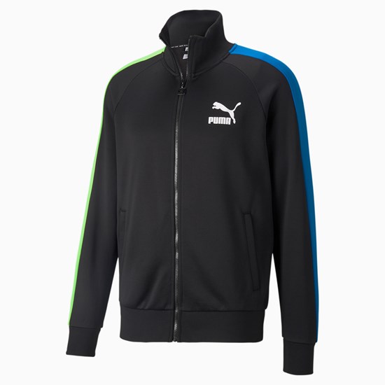 Puma Iconic T7 Track Jakke Herre Sort Grøn Blå | 643872YJN