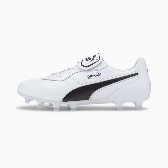 Puma King Top FG Fodboldstøvler Dame Hvide Sort Hvide | DP8356792