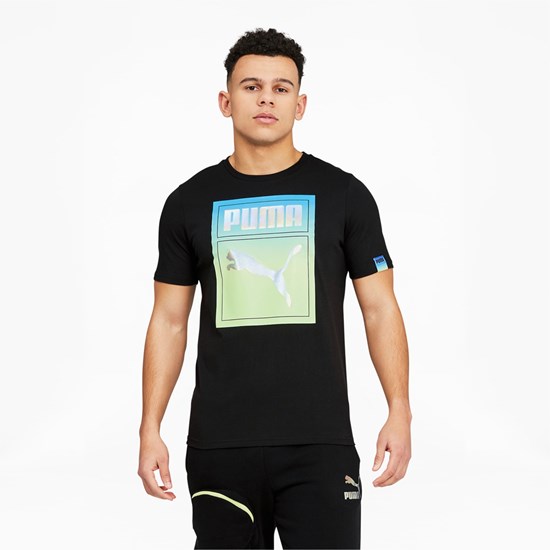 Puma Lightsense Box Logo Løbe T-shirt Herre Sort | 710392VMO